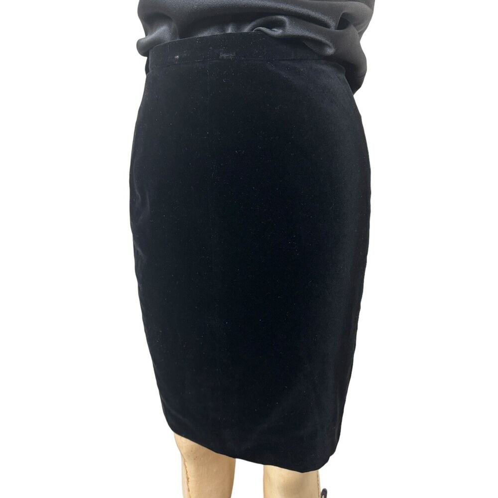 Thierry Mugler Black Pencil‎ Skirt Velvet Vintage Paris XS Waist 24"